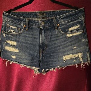 Abercrombie & Fitch Blue Distressed Jean Shorts